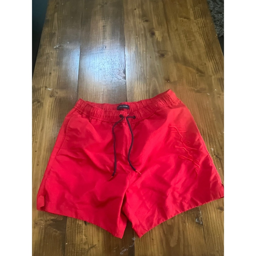 Tommy‎ Hilfiger Mens Red Swim Trunks Embroidered Logo Mesh Lined Board Shorts